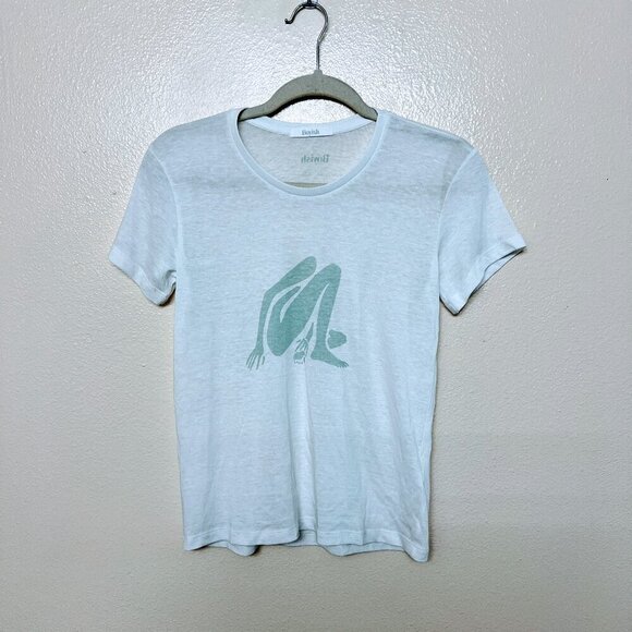 Boyish Nina Klein The Jagger Mint Art T-Shirt Top Small White Green Print - Picture 1 of 10